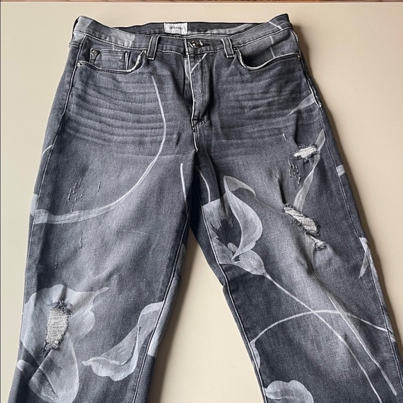 Hudson Jeans Zoeey High Rise Straight Crop Floral Print...